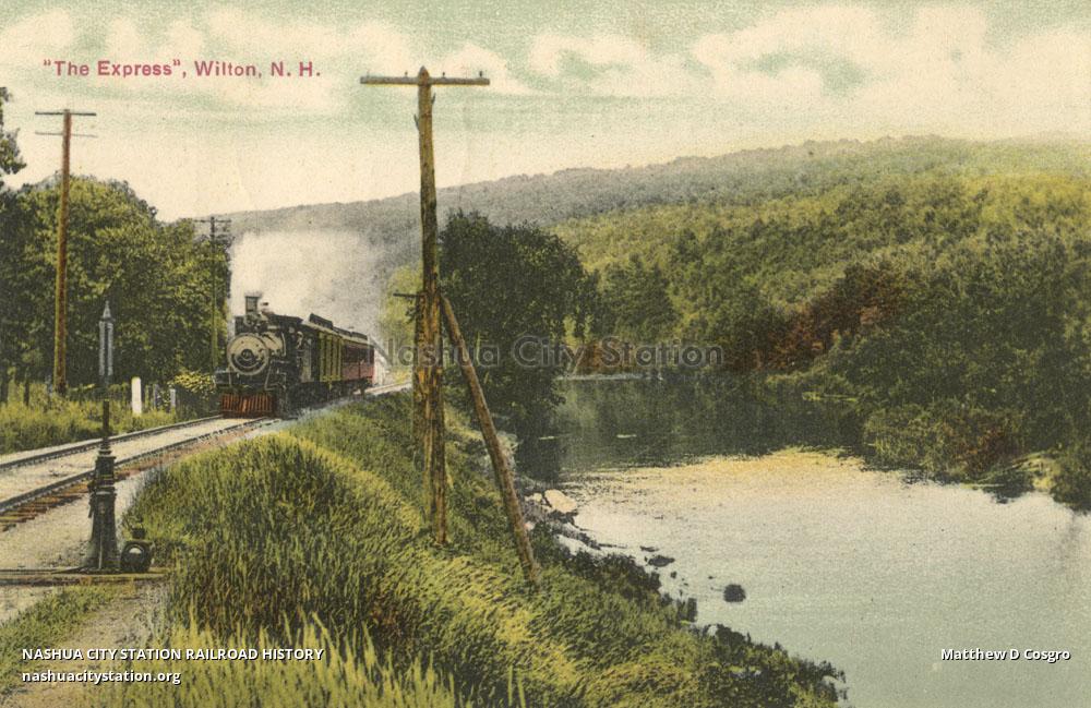 Postcard "The Express", Wilton, New Hampshire Railroad History