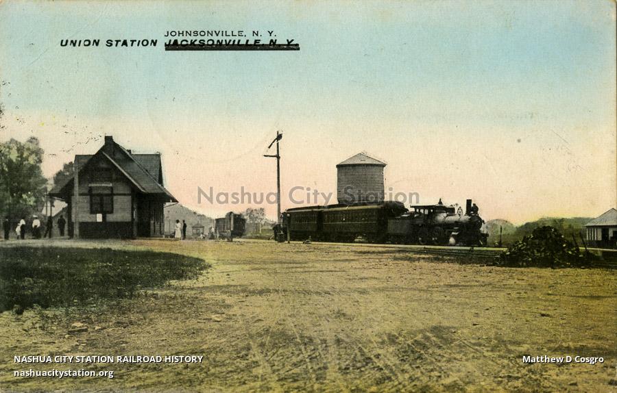 Postcard Union Station, Johnsonville, New York Railroad History
