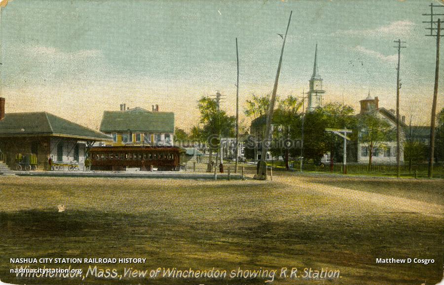 Postcard Winchendon, Massachusetts, View of Winchendon showing
