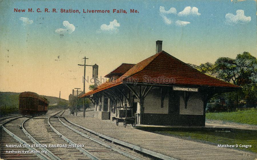 Postcard New Maine Central Railroad Station, Livermore Falls, Maine