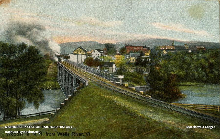 Postcard Woodsville, New Hampshire from Wells River, Vermont