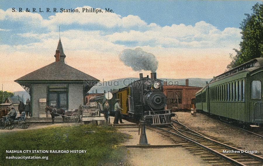 Postcard Sandy River & Rangeley Lakes Railroad Station, Phillips