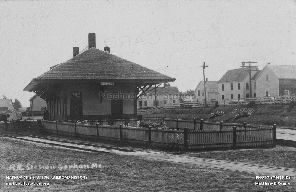 Postcard Railroad Station, Gorham, Maine Railroad History