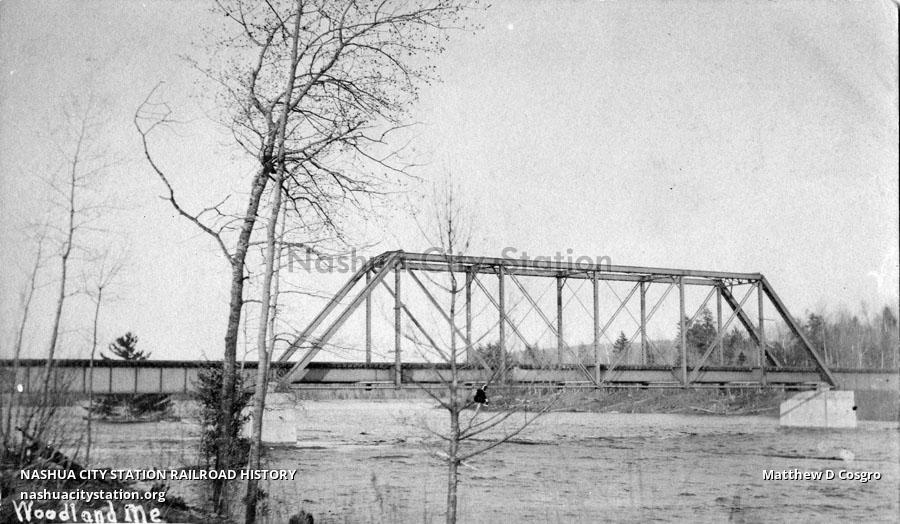 Postcard Railroad Bridge, Woodland, Maine Railroad History