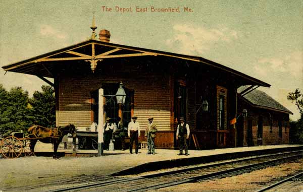 Postcard The Depot East Brownfield Maine Railroad History 6491