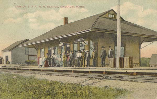 View of Bangor & Aroostook Railroad Station, Masardis, Maine