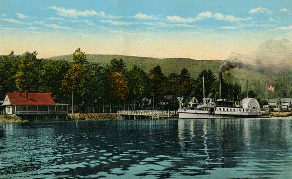Railroad Station and Wharf, Alton Bay, Lake Winnipesaukee, New Hampshire