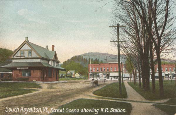 South Royalton, Vermont, Street Scene showing Railroad Station