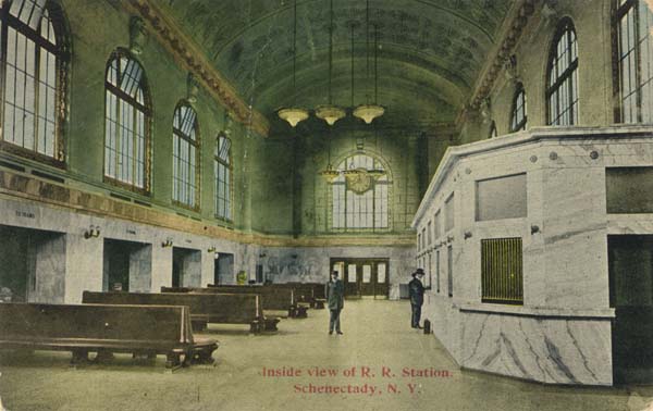Inside view of Railroad Station, Schenectady, New York