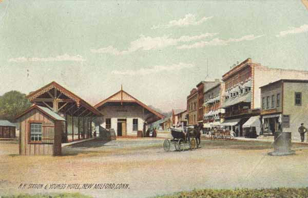 Railroad Station and Youngs Hotel, New Milford, Connecticut