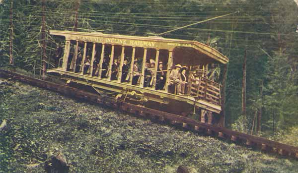 Incline Railway Car Commencing the Ascent of Uncanoonuc Mountain, Goffstown, New Hampshire
