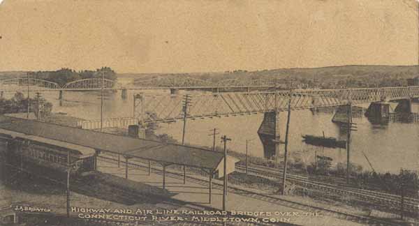 Highway and Air Line Railroad Bridges over the Connecticut River - Middletown, Connecticut