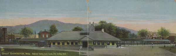 Great Barrington, Massachusetts.  Railroad Station from Castle Hill, looking East.