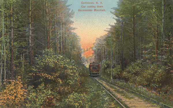 Goffstown, New Hampshire, Car coming down Uncanoonuc Mountain