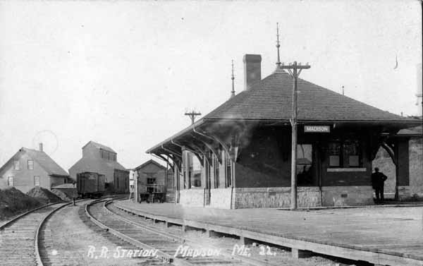 Postcard: Railroad Staiton, Madison, Maine | Railroad History