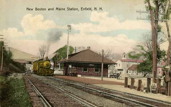 Postcard: New Boston and Maine Station, Enfield, N.H. | Railroad History