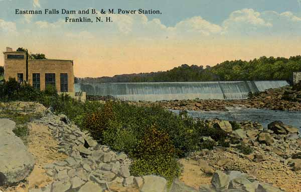 Postcard: Eastman Falls Dam and Boston & Maine Power Station, Franklin ...