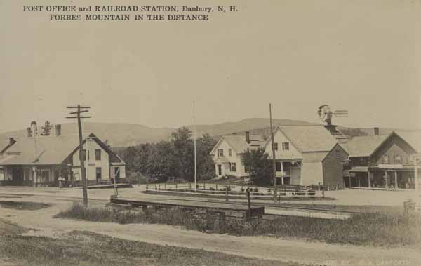 Post Office and Railroad Station, Danbury, New Hampshire - Forbes Mountain in the Distance