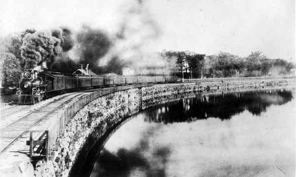 Boston & Lowell Railroad #80 "Aeolus" along the Merrimack River at Tyngsboro, Massachusetts