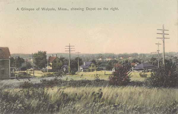A Glimpse of Walpole, Massachusetts, showing Depot on the Right