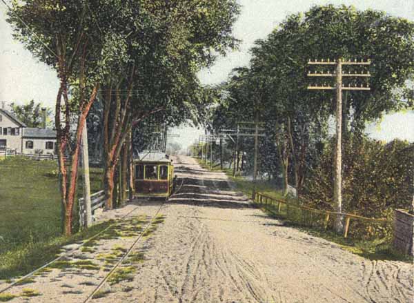 Saco, Maine.  Road to Old Orchard.  Old Watering Trough on the Right.