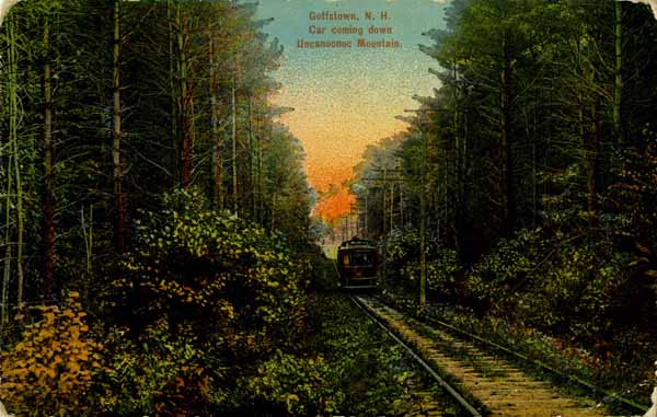 Goffstown, New Hampshire Car coming down Uncanoonuc Mountain.