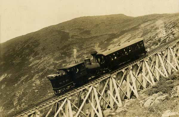 Train on Jacobs Ladder, Mt. Washington Railway, White Mountains, New Hampshire