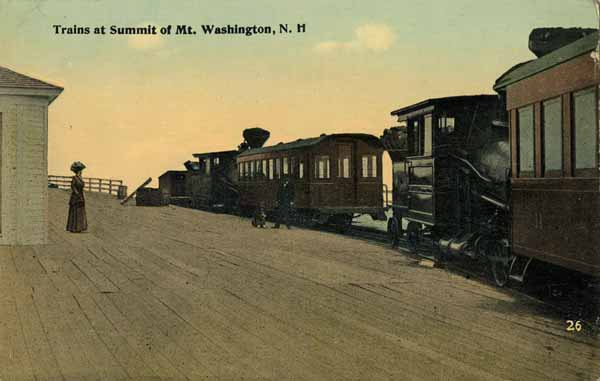 Trains at Summit of Mt. Washington, New Hampshire