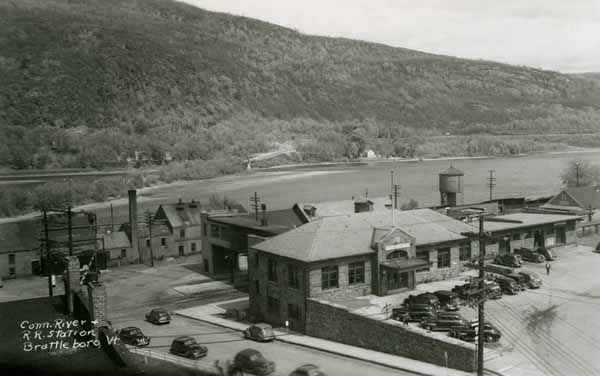 Connecticut River & Railroad Station, Brattleboro, Vermont