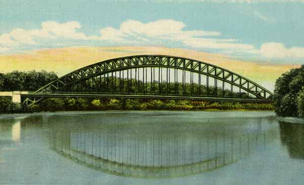 Tyngsboro Bridge over the Beautiful Merrimack River between Lowell, Massachusetts and Nashua, New Hampshire