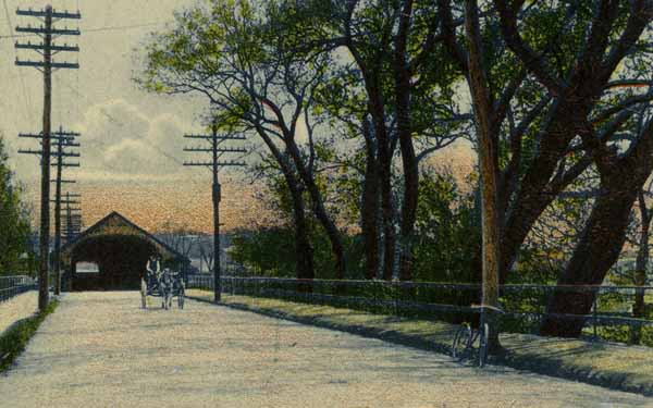 Amoskeag Bridge and Willows from Amoskeag Side, Manchester, New Hampshire