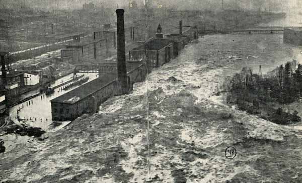 Flood Scene, Amoskeag Mills, Manchester, New Hampshire