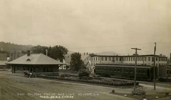 Boston & Maine Railroad Station and Lawn, Newport, New Hampshire