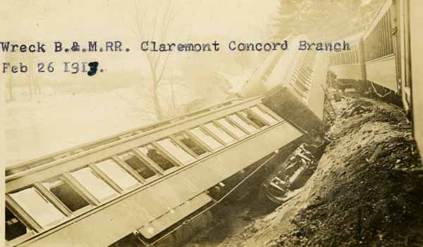Wreck, Boston & Maine Railroad, Claremont Concord Branch - February 26, 1915