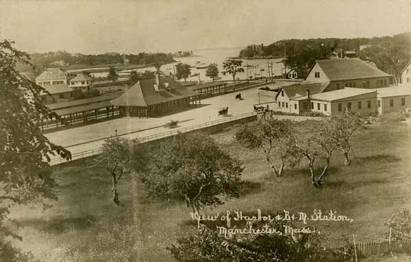 View of Harbor and Boston & Maine Railroad Station, Manchester, Massachusetts