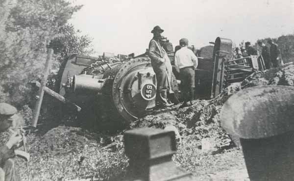 Wreck of New Haven Railroad #459 near Myricks, Berkley, Massachusetts