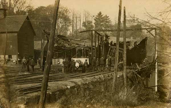 Aftermath of carbarn fire, Springfield Electric Railway