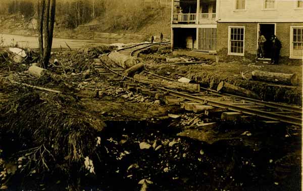 White River Valley Railroad track after a flood at Gaysville, Vermont