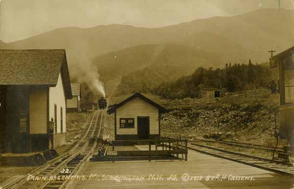 Train ascending Mt. Washington, New Hampshire