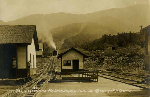 Train ascending Mt. Washington, New Hampshire