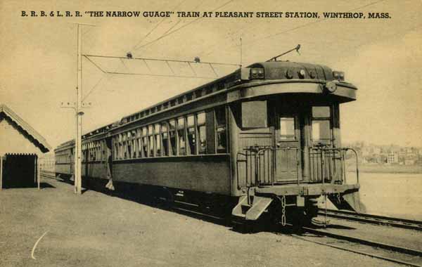 Boston, Revere Beach & Lynn Railroad "The Narrow Gauge" Train at Pleasant Street Station, Winthrop, Massachusetts