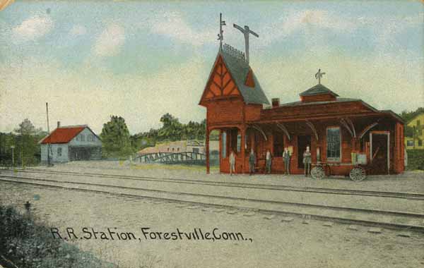 Postcard: Railroad Station, Forestville, Connecticut | Railroad History