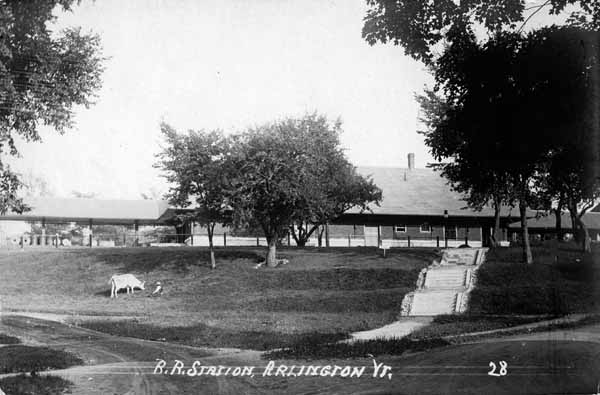 Postcard: Railroad Station, Arlington, Vermont | Railroad History