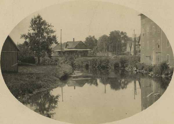 Railroad Station and Small Pond, Barton Landing, Looking from Valley Hotel