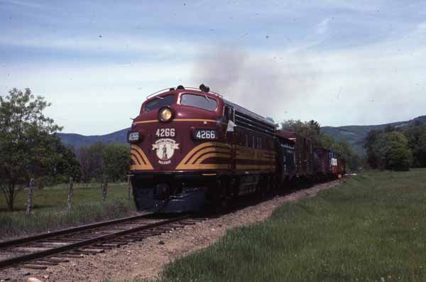 Conway Scenic Railroad freight extra with Boston & Maine Railroad #4266