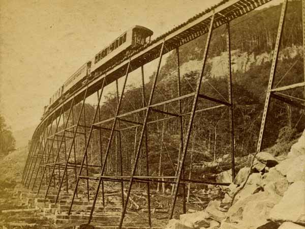 Frankenstein Trestle and Cliff, Portland & Ogdensburg Railroad, Crawford Notch, White Mountains