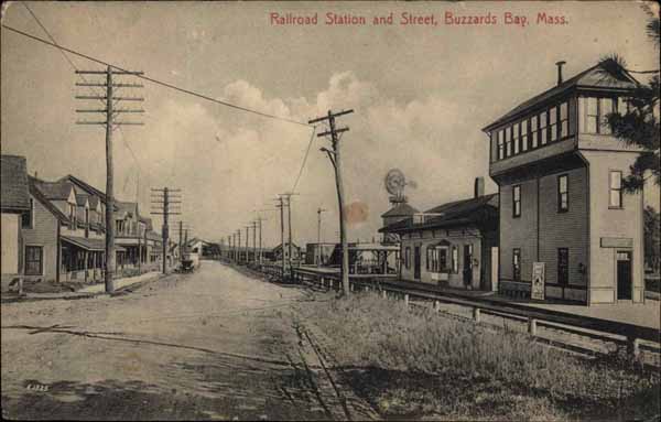Railroad Station and Street, Buzzards Bay, Massachusetts