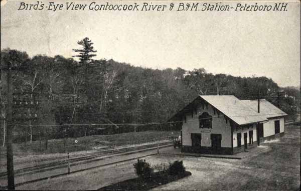 Bird's-Eye View Contoocook River and Boston & Maine Station - Peterboro, New Hampshire